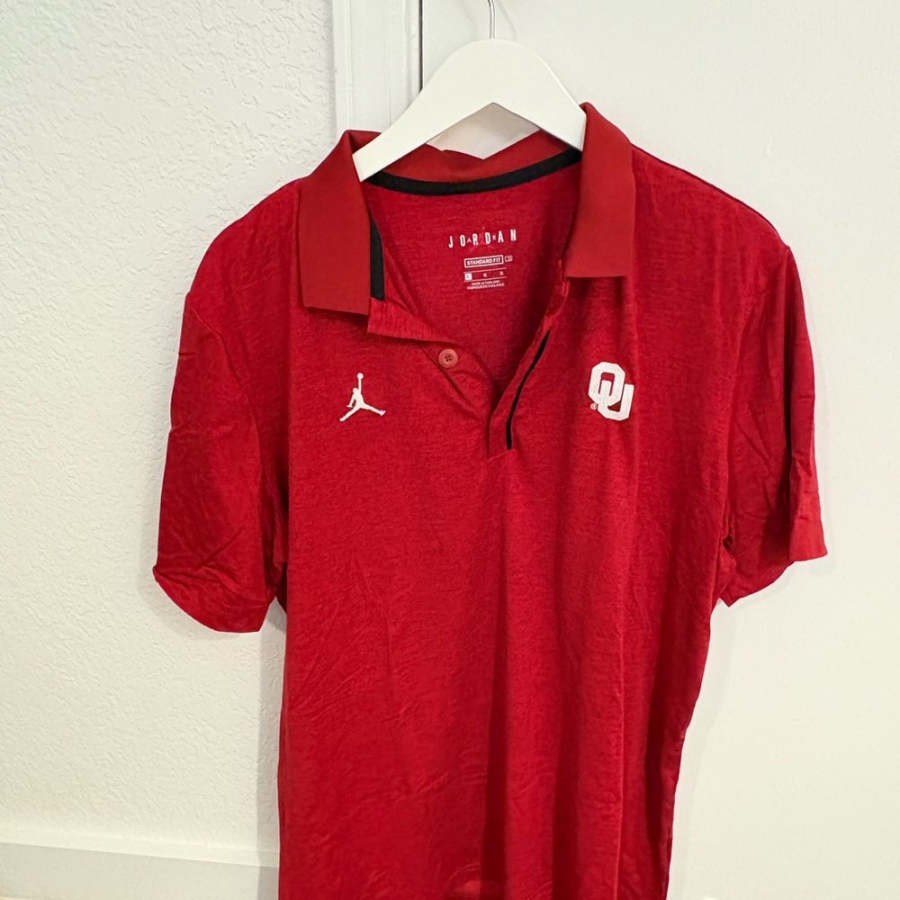 Jordan Red OU Polo Shirt Size L